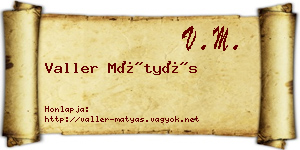 Valler Mátyás névjegykártya