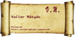 Valler Mátyás névjegykártya